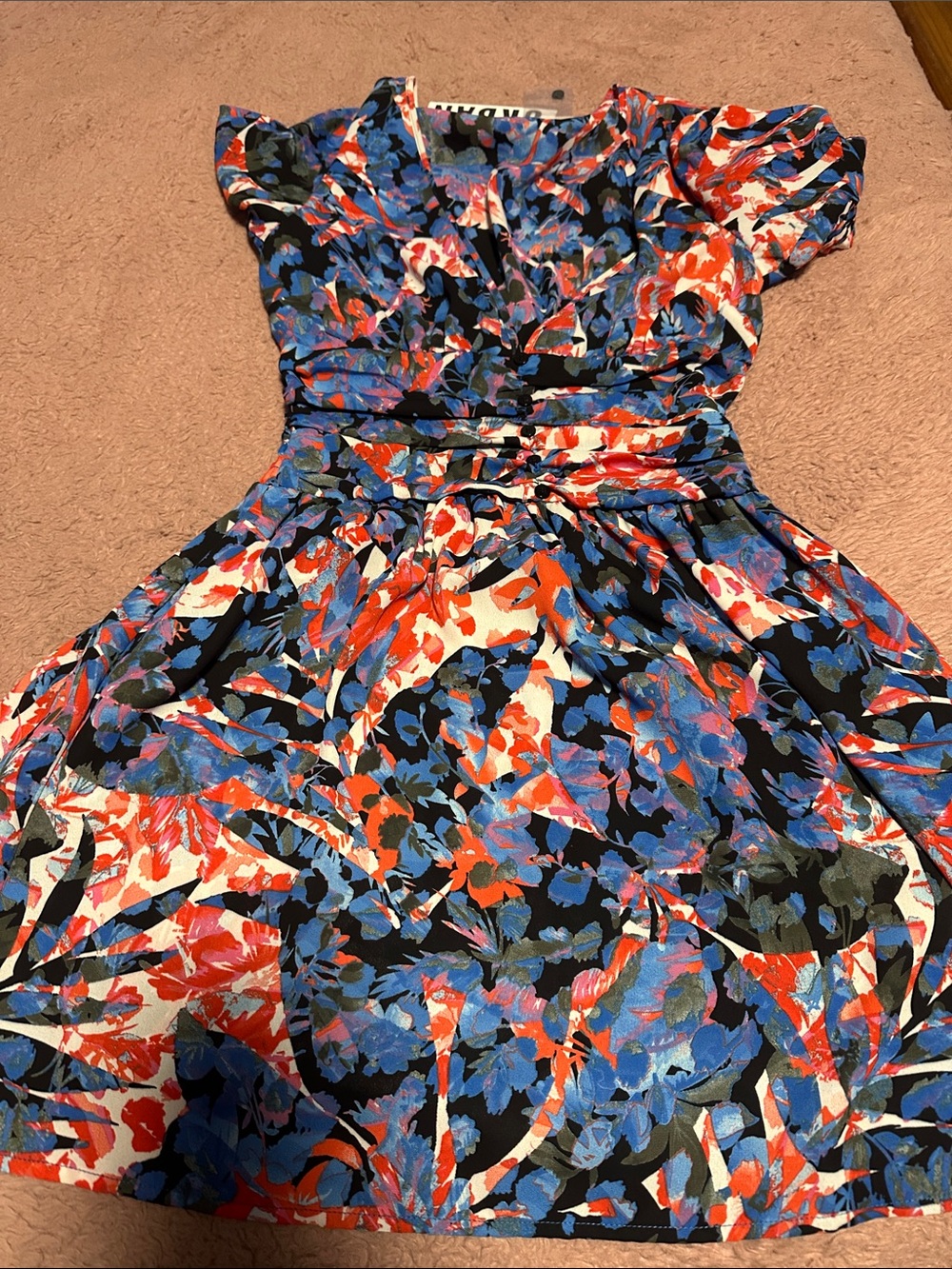 Urban Outfitters Floral Fit-and-Flare Dress in Black, Blue, Red, White